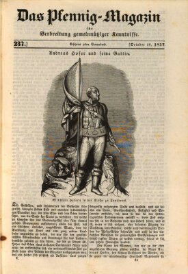 Das Pfennig-Magazin für Verbreitung gemeinnütziger Kenntnisse Samstag 14. Oktober 1837