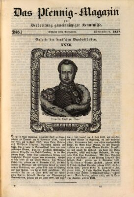 Das Pfennig-Magazin für Verbreitung gemeinnütziger Kenntnisse Samstag 9. Dezember 1837