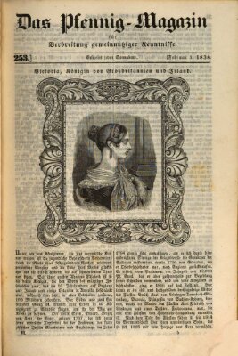 Das Pfennig-Magazin für Verbreitung gemeinnütziger Kenntnisse Samstag 3. Februar 1838