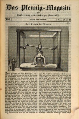 Das Pfennig-Magazin für Verbreitung gemeinnütziger Kenntnisse Samstag 17. Februar 1838