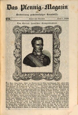 Das Pfennig-Magazin für Verbreitung gemeinnütziger Kenntnisse Samstag 2. Juni 1838