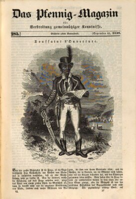 Das Pfennig-Magazin für Verbreitung gemeinnütziger Kenntnisse Samstag 15. September 1838