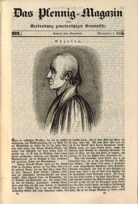 Das Pfennig-Magazin für Verbreitung gemeinnütziger Kenntnisse Samstag 3. November 1838