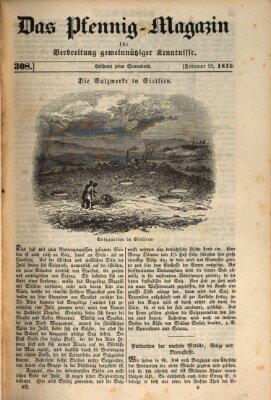 Das Pfennig-Magazin für Verbreitung gemeinnütziger Kenntnisse Samstag 23. Februar 1839