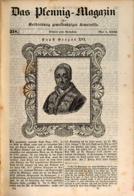 Das Pfennig-Magazin für Verbreitung gemeinnütziger Kenntnisse Samstag 4. Mai 1839