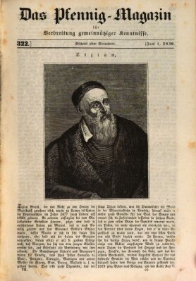 Das Pfennig-Magazin für Verbreitung gemeinnütziger Kenntnisse Samstag 1. Juni 1839