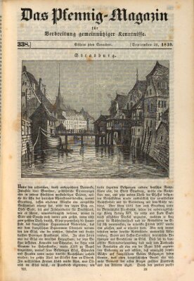 Das Pfennig-Magazin für Verbreitung gemeinnütziger Kenntnisse Samstag 21. September 1839