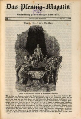 Das Pfennig-Magazin für Verbreitung gemeinnütziger Kenntnisse Samstag 12. Oktober 1839