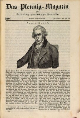 Das Pfennig-Magazin für Verbreitung gemeinnütziger Kenntnisse Samstag 14. Dezember 1839