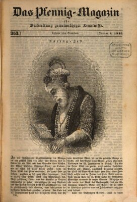 Das Pfennig-Magazin für Verbreitung gemeinnütziger Kenntnisse Samstag 4. Januar 1840