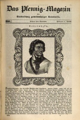 Das Pfennig-Magazin für Verbreitung gemeinnütziger Kenntnisse Samstag 8. Februar 1840