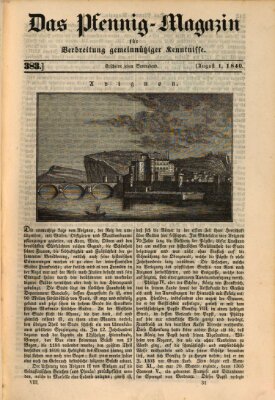 Das Pfennig-Magazin für Verbreitung gemeinnütziger Kenntnisse Samstag 1. August 1840