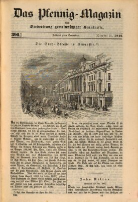 Das Pfennig-Magazin für Verbreitung gemeinnütziger Kenntnisse Samstag 31. Oktober 1840