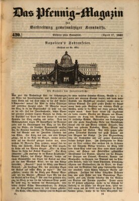 Das Pfennig-Magazin für Verbreitung gemeinnütziger Kenntnisse Samstag 17. April 1841