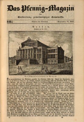 Das Pfennig-Magazin für Verbreitung gemeinnütziger Kenntnisse Samstag 25. September 1841