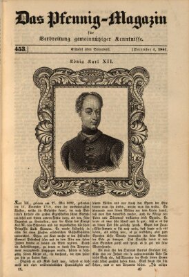 Das Pfennig-Magazin für Verbreitung gemeinnütziger Kenntnisse Samstag 4. Dezember 1841