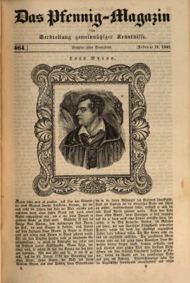 Das Pfennig-Magazin für Verbreitung gemeinnütziger Kenntnisse Samstag 19. Februar 1842