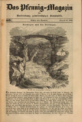 Das Pfennig-Magazin für Verbreitung gemeinnütziger Kenntnisse Samstag 13. August 1842