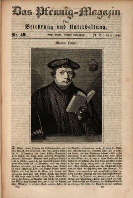 Das Pfennig-Magazin für Belehrung und Unterhaltung (Das Pfennig-Magazin für Verbreitung gemeinnütziger Kenntnisse) Samstag 9. Dezember 1843