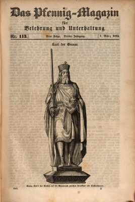 Das Pfennig-Magazin für Belehrung und Unterhaltung (Das Pfennig-Magazin für Verbreitung gemeinnütziger Kenntnisse) Samstag 1. März 1845