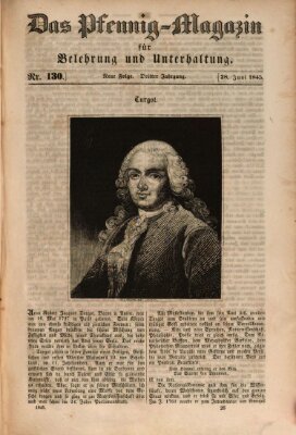 Das Pfennig-Magazin für Belehrung und Unterhaltung (Das Pfennig-Magazin für Verbreitung gemeinnütziger Kenntnisse) Samstag 28. Juni 1845