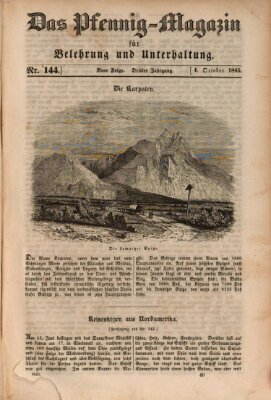 Das Pfennig-Magazin für Belehrung und Unterhaltung (Das Pfennig-Magazin für Verbreitung gemeinnütziger Kenntnisse) Samstag 4. Oktober 1845