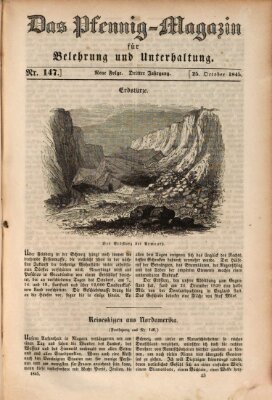 Das Pfennig-Magazin für Belehrung und Unterhaltung (Das Pfennig-Magazin für Verbreitung gemeinnütziger Kenntnisse) Samstag 25. Oktober 1845