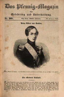 Das Pfennig-Magazin für Belehrung und Unterhaltung (Das Pfennig-Magazin für Verbreitung gemeinnütziger Kenntnisse) Samstag 19. Februar 1848