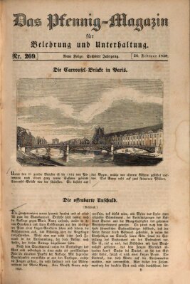 Das Pfennig-Magazin für Belehrung und Unterhaltung (Das Pfennig-Magazin für Verbreitung gemeinnütziger Kenntnisse) Samstag 26. Februar 1848