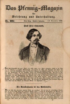 Das Pfennig-Magazin für Belehrung und Unterhaltung (Das Pfennig-Magazin für Verbreitung gemeinnütziger Kenntnisse) Samstag 2. Dezember 1848