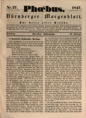 Phoebus (Nürnberger Tagblatt) Dienstag 16. Februar 1847