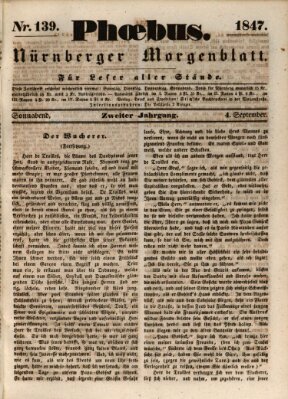 Phoebus (Nürnberger Tagblatt) Samstag 4. September 1847