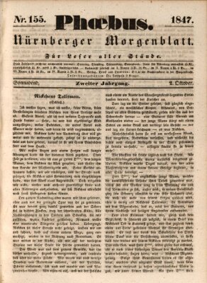 Phoebus (Nürnberger Tagblatt) Samstag 2. Oktober 1847