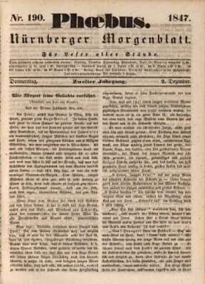 Phoebus (Nürnberger Tagblatt) Donnerstag 2. Dezember 1847