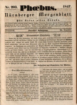 Phoebus (Nürnberger Tagblatt) Samstag 25. Dezember 1847