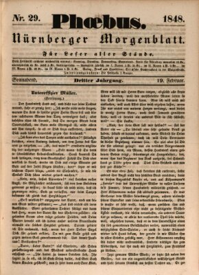 Phoebus (Nürnberger Tagblatt) Samstag 19. Februar 1848