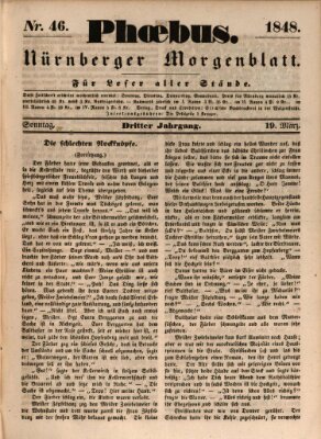 Phoebus (Nürnberger Tagblatt) Sunday 19. March 1848