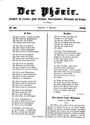 Der Phönix Samstag 18. September 1852