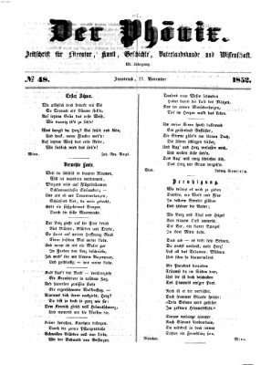 Der Phönix Samstag 27. November 1852