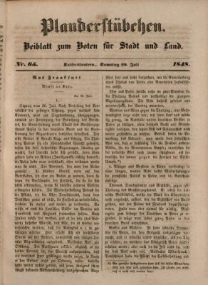 Plauderstübchen Samstag 29. Juli 1848