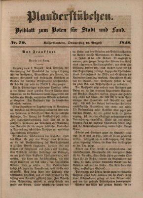 Plauderstübchen Donnerstag 10. August 1848