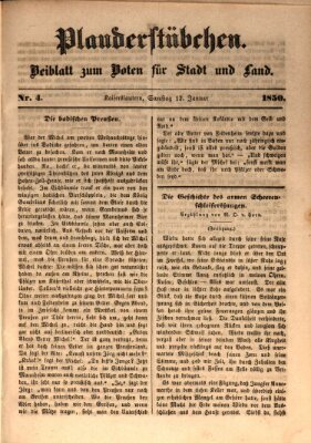 Plauderstübchen Samstag 12. Januar 1850