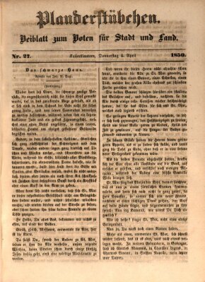 Plauderstübchen Donnerstag 4. April 1850