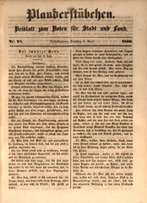 Plauderstübchen Samstag 6. April 1850