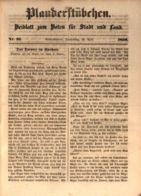 Plauderstübchen Donnerstag 18. April 1850