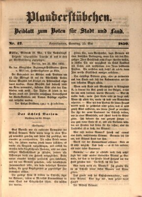 Plauderstübchen Samstag 25. Mai 1850