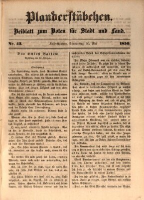 Plauderstübchen Donnerstag 30. Mai 1850