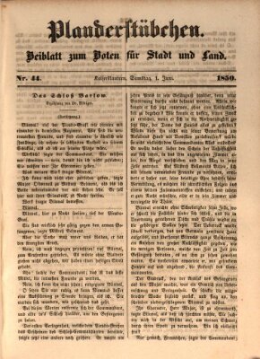 Plauderstübchen Samstag 1. Juni 1850