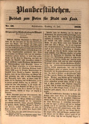 Plauderstübchen Samstag 13. Juli 1850