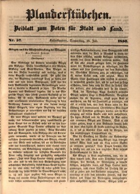 Plauderstübchen Donnerstag 18. Juli 1850